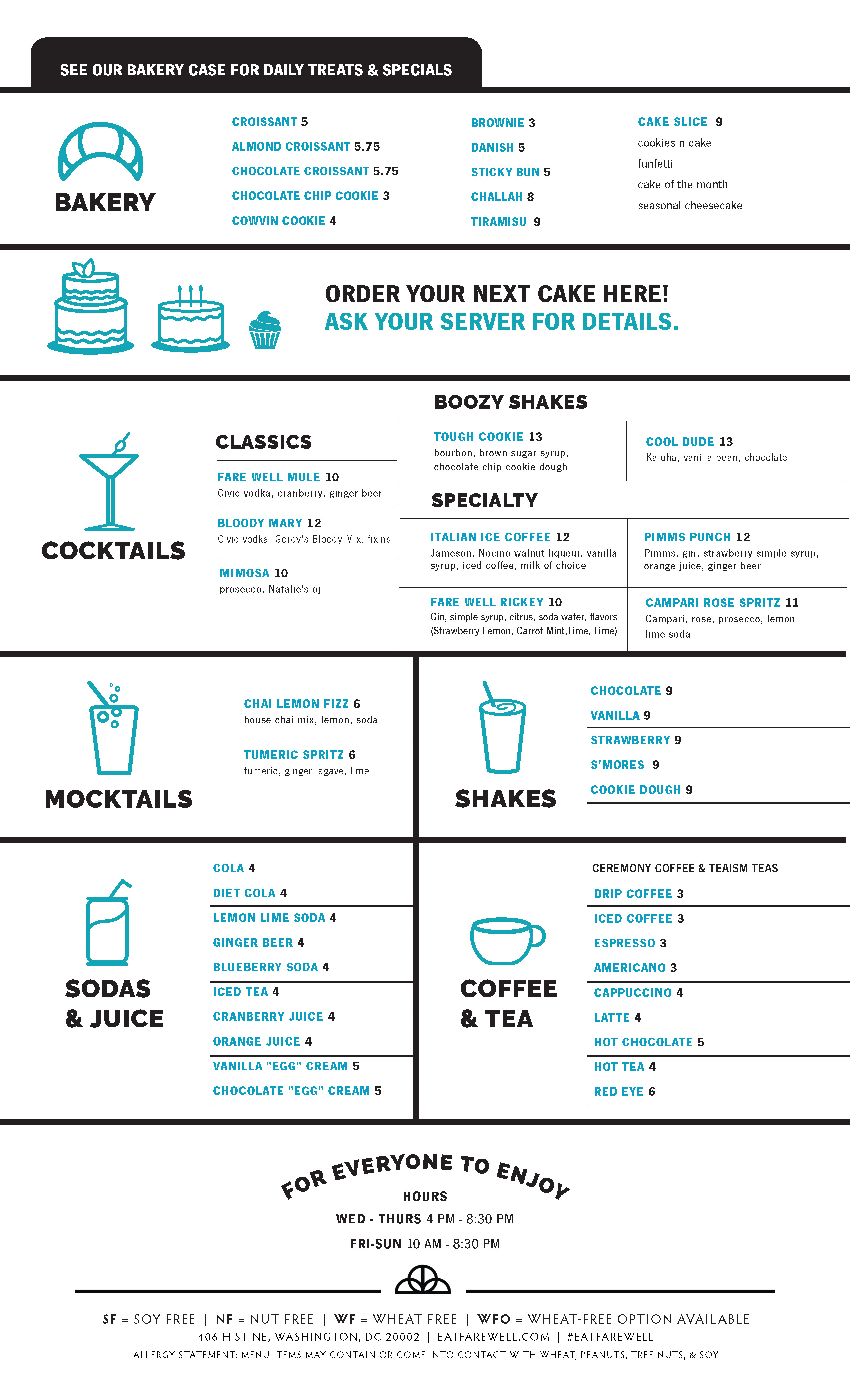 Fare Well Brunch Menu Side 2