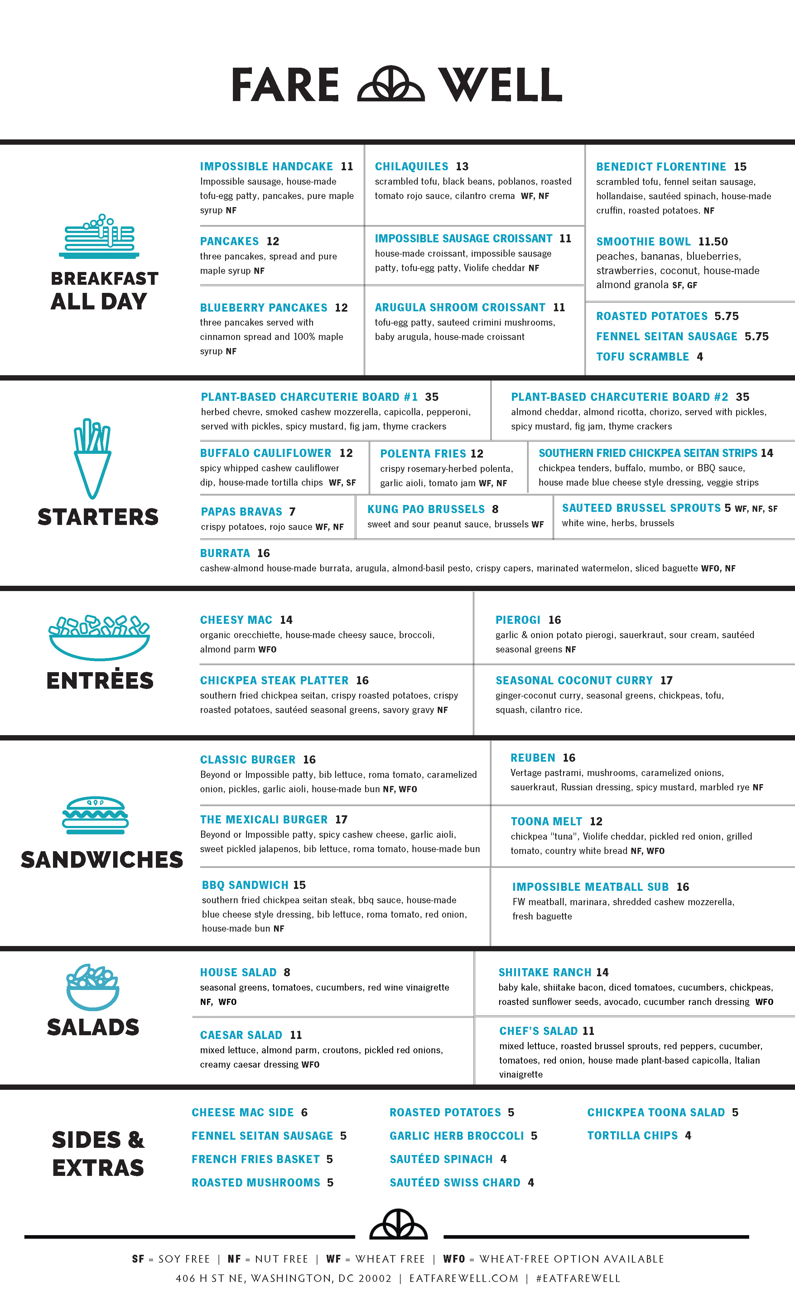 Fare Well All Purpose Menu Side 1