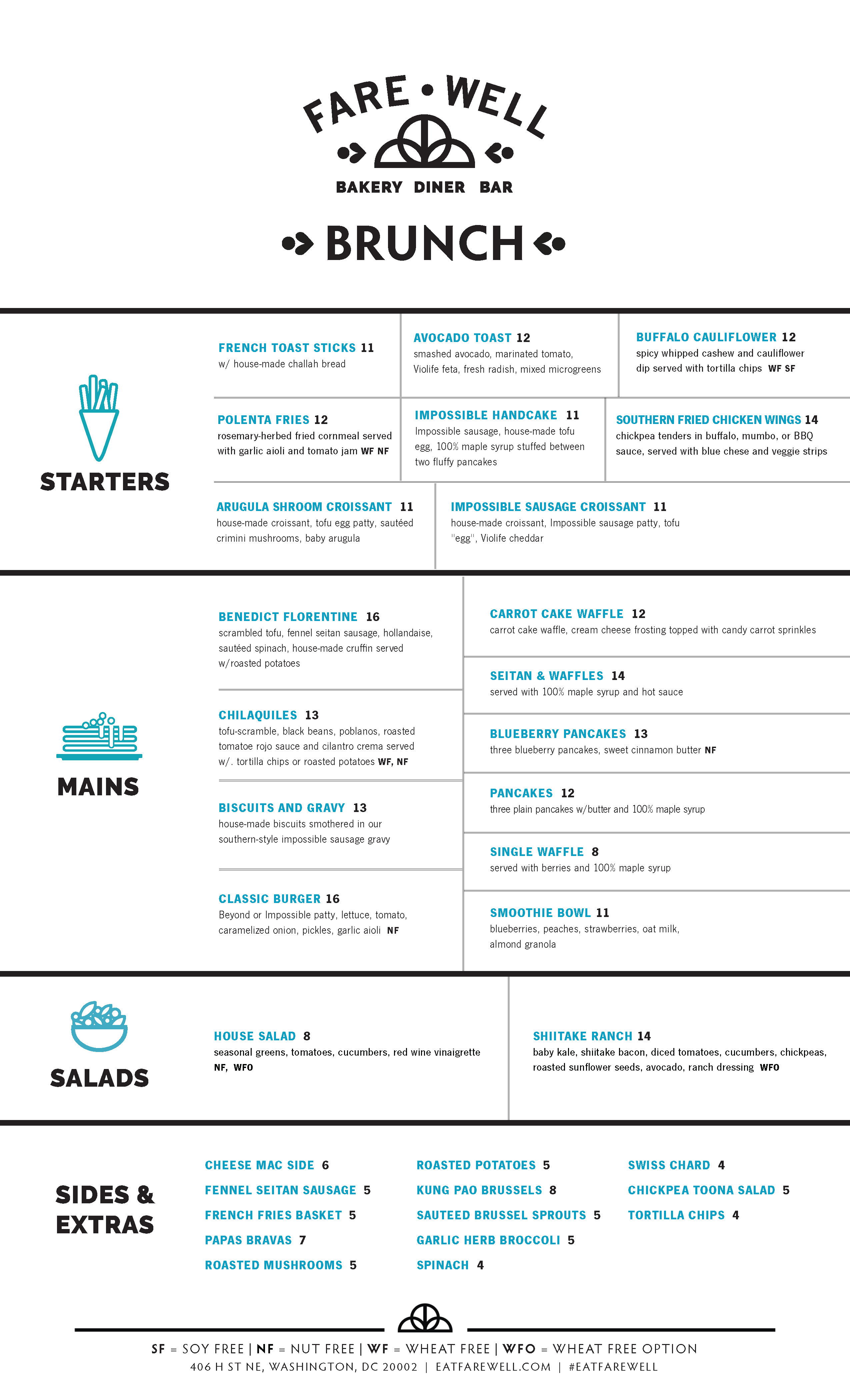 Fare Well Brunch Menu Side 1